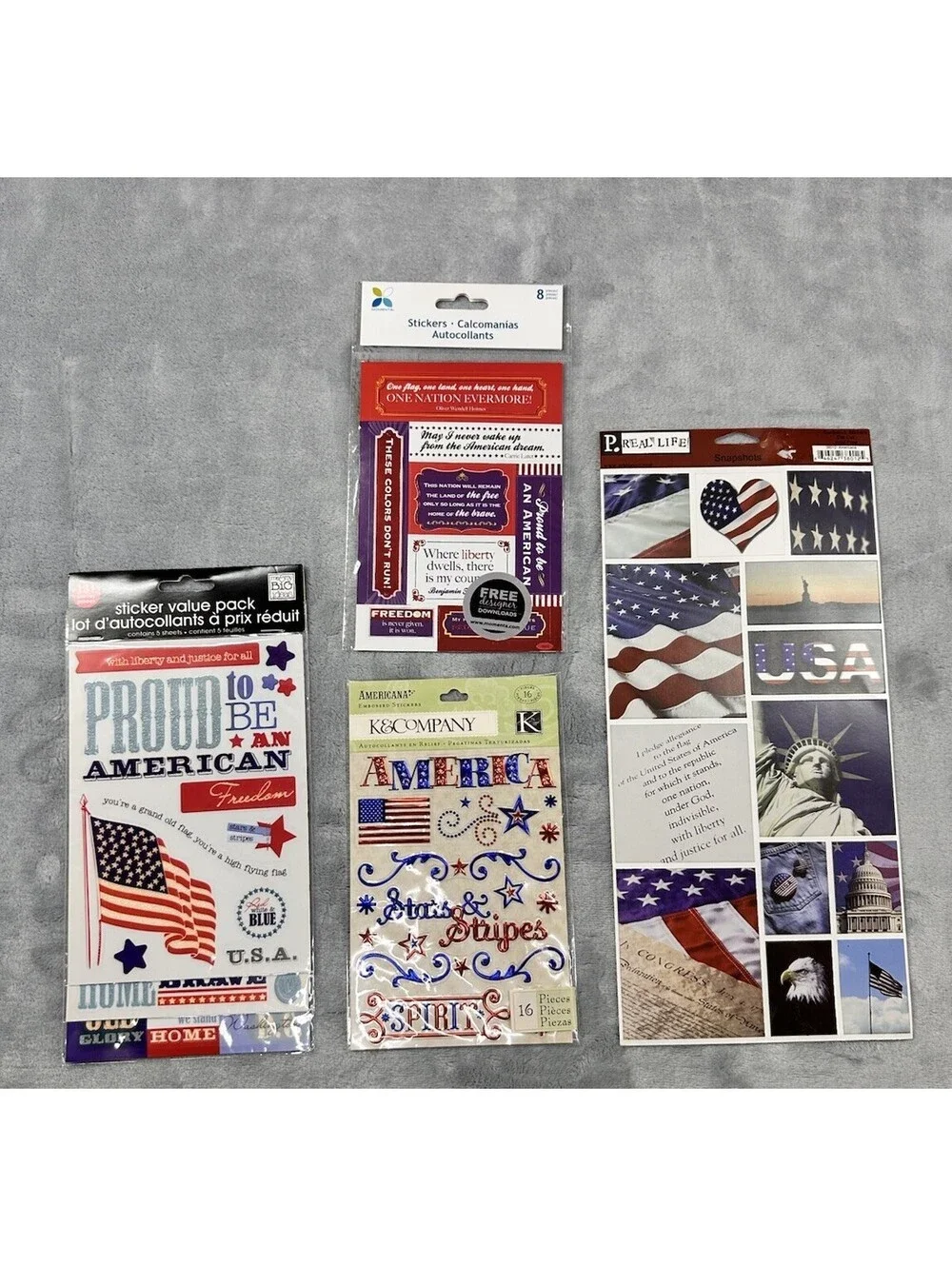 4th of July Celebration. Flags, Patriotic Stars Stripes Scrapbooking Lot